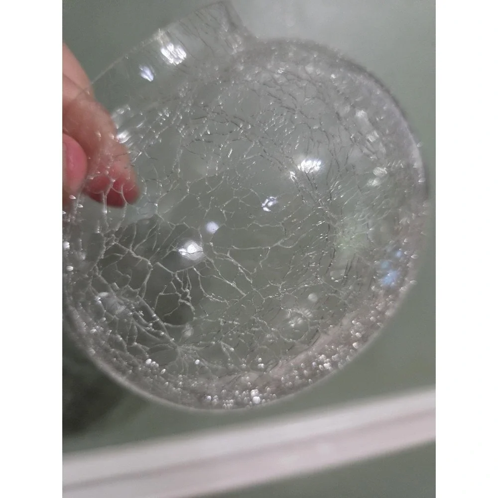 Clear Crackle Glass Globe Candle Holder